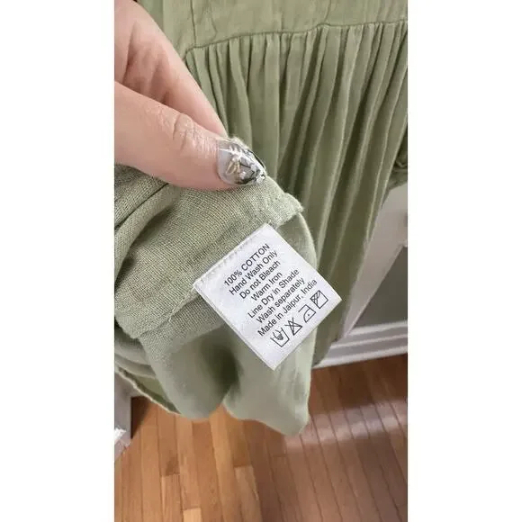 Daughters of India Women's Kyra Mini Dress Jade Size Medium Solid Gauze - Picture 9 of 10